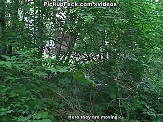 Ebony girl gets hard fucked in forest for 200 euros