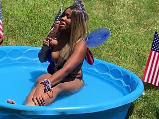 Nina Rivera Plays With Her Pussy In The Backyard On The Fourth Of July In 4K