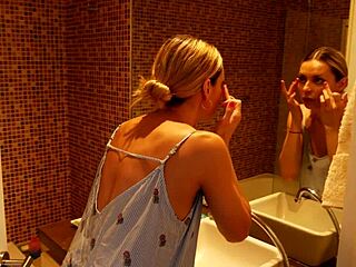 Cheating slut hot wife milf fucks another man while husband is away