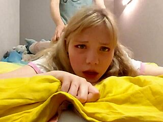 blonde cutie moans loudly while getting fucked hard on the computer desk, her pretty body shaking with pleasure