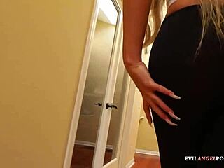 Awesome blonde milf with tattoo sucking monster cock and playing with big ass.