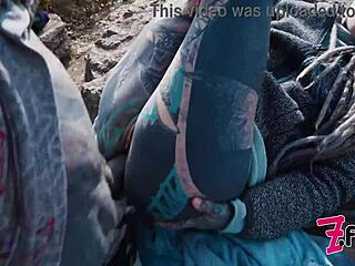 Caught goth couple in wild public blowjob 😈 POV on ruins