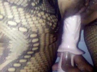 Brook Starr plays with toys and long black cock in shower