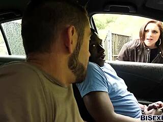 Hot interracial bisexual threesome with Petra Blair and two men