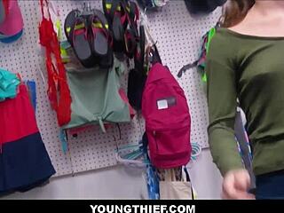 cute skinny teen 18+ shoplifter strip searched and fucked by security guard after agreement