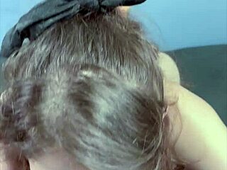 Pov huge cum facial for goth babe in black lipstick deepthroat on her stomach