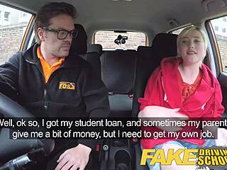 British babe squirts shaved pussy in car with blowjob