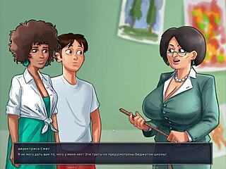 College Coed Plays Summertime Saga with Outdoor Handjob Action Part 2