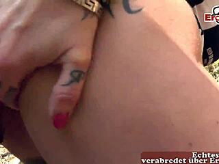 German MILF Fucked Hard in Car and Outdoors