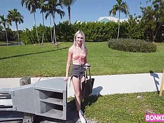 Blonde Britt Blair Shaved Teen Riding Hard