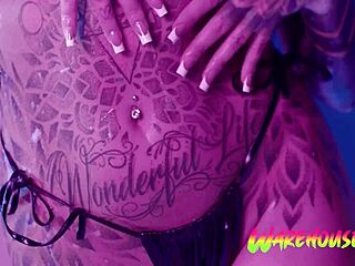 Inked Babe Fingers Tight Pussy While Masturbating in Bathtub