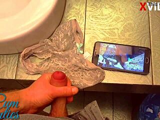 Hey, I framed my girlfriend and stole her panties for a kinky cumshot POV 😏