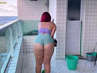 Hired a Naughty Maid in Tiny Shorts - That Latina Ass Drives Me Wild!