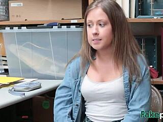 Brooke Bliss, shoplifter, bent over for office doggy fuck