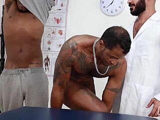 The masseur starts a hardcore threesome with big ass black guys and monster cocks!