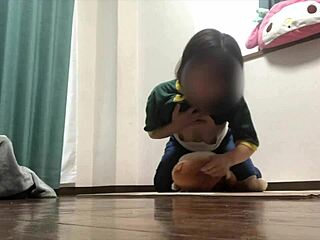 horny girl mistakes doll for guy and rubs her pussy on it