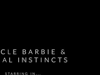 muscular blonde barbie takes huge cock, cums in mouth orgasm