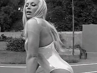 Blonde Bimbo with Fake Breasts Drilled Hard by Two Huge Guys