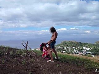 teen asian in lingerie explores outdoor thrills with big cock in forest