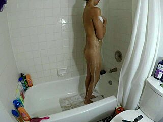 Angel lover hides steamy secrets in a seductive Latina shower scene