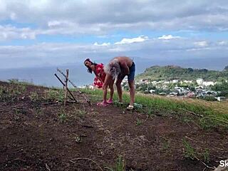 teen asian in lingerie explores outdoor thrills with big cock in forest