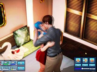 The blue-haired beauty experiences a silly fucking session with her partner.