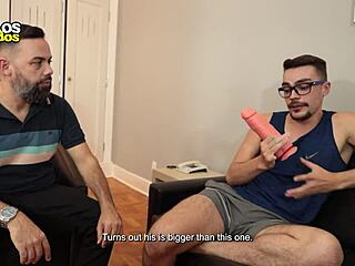 Old Man Gives Huge Dildo to Naughty Boy