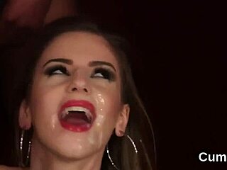 kinky peach gets cumshot on her face swallowing all the charge