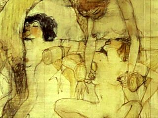 Vintage erotic illustration from antique retro hentai