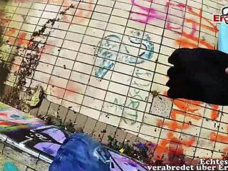 Outdoor anal sex with tattooed German milf on real date.