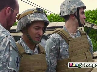 Sergeant Subdues Army Soldiers in Outdoor Orgy