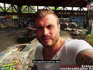 Outdoor anal sex with tattooed German milf on real date.