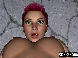 This 3D redhead lesbian babe gets her wet pussy licked with skill