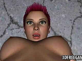 This 3D redhead lesbian babe gets her wet pussy licked with skill