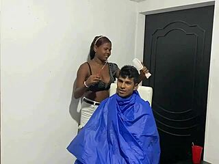 Getting my hair cut turns into hard fucking with the black latina stylist
