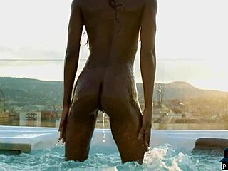 Ebony Beauty Mimi Desuka Strips Naked in Pool for Playboy Shoot