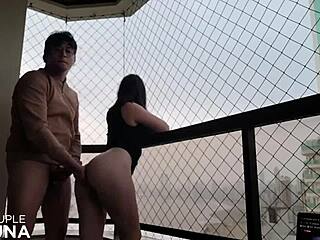 Hey, wanna see this naughty married chick sucking a huge cock and getting pounded on the balcony?