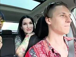 Friends chose to bang outdoors with a monster cock in wild group action