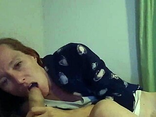 Brunette babe gets her mouth fucked on the bed, swallowing a mouthful of cum in this fetish blowjob scene