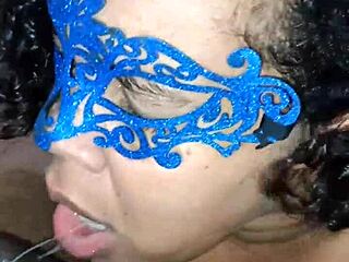 Ebony Mature in Lingerie Gets Cum in Mouth After Blowjob