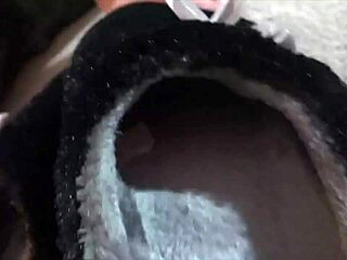 ebony amateur worships green fishnets in interracial domination scene