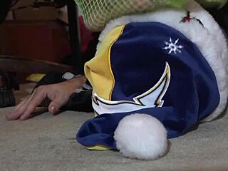 ebony amateur worships green fishnets in interracial domination scene