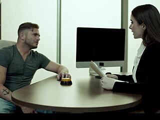 Nathan Undresses Hazel Moore, Fucks Her Hairy Pussy at Work. Time Stops for Wild Office Action!