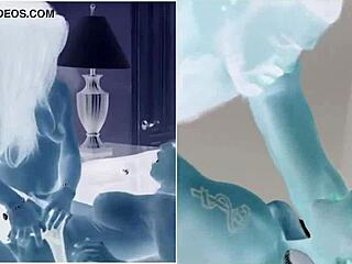 Lesbian girls in missionary position kissing and tribbing until cum.