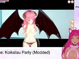vtuber lewdneko plays koikatsu party part 2 with intense oral fucking and creampie