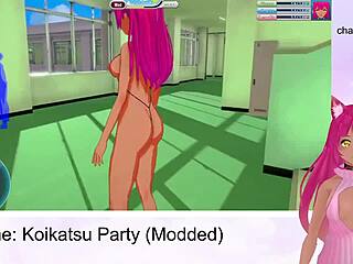 vtuber lewdneko plays koikatsu party part 2 with intense oral fucking and creampie