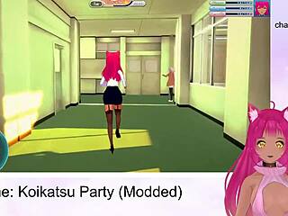 vtuber lewdneko plays koikatsu party part 2 with intense oral fucking and creampie
