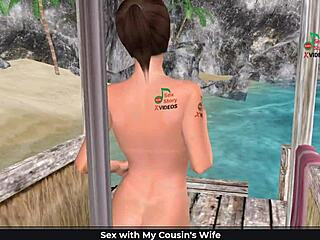 English audio sex story with animated 3D cartoon porn of cute girl in sexy poses on beach and shower