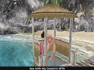English audio sex story with animated 3D cartoon porn of cute girl in sexy poses on beach and shower