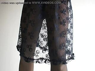 Sexy Look in Sheer Pantyhose Teases with Every Move